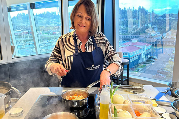 Cooking lessons in the CHEFS Kitchen on Explora Journey's Explora I