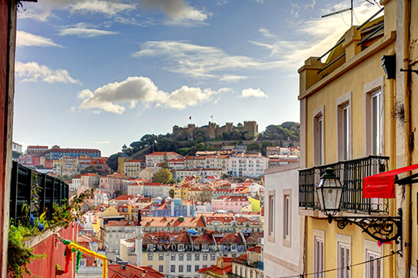 Lisbon surrounded by colourful houses