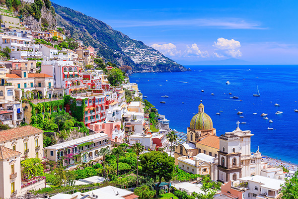 Amalfi Coast, Italy. View of Positano town and the seaside.